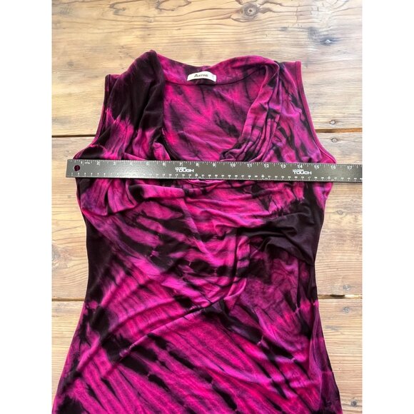 Y2K Artine Cowl Neck Tie Dye Sleeveless Blouse Womens M Pink Black Fitted Stretc - Picture 5 of 7